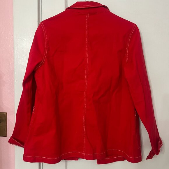 Astro Bettie Red Midge Button Down Jean Jacket Size Small Vintage Reproduction - Picture 7 of 8